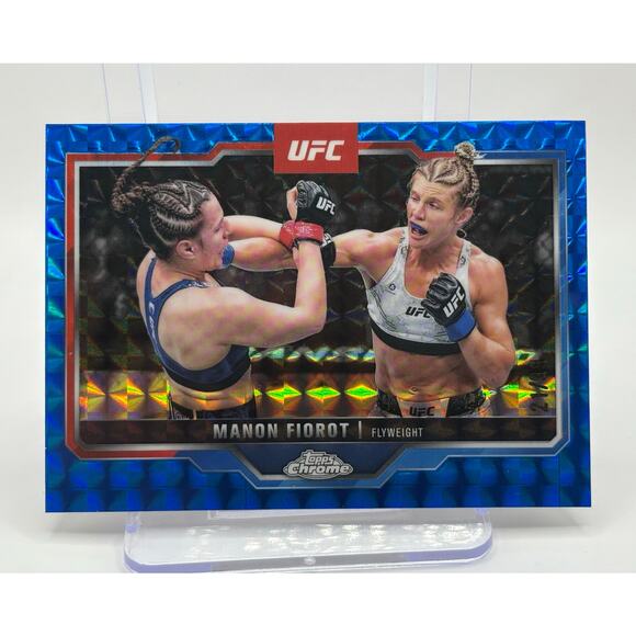 2025 Topps Chrome UFC Manon Fiorot Blue Geometric Refractor 21/99 SP Flyweight - Picture 1 of 2